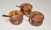 OLIVIKO 100% olive wood Sugar box, Spices box, wooden box with spoon, sugar bowl with lid - Anthro-Pop