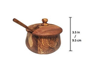 OLIVIKO 100% olive wood Sugar box, Spices box, wooden box with spoon, sugar bowl with lid - Anthro-Pop