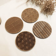 Set of 4 Geometric Wooden Coasters - Handmade Gift - Housewarming - Wood Kitchenware - Anthro-Pop