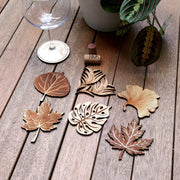 Set of 6 Nature Wood Coasters - Housewarming Gift - Leaves Cup Holders - Anthro-Pop